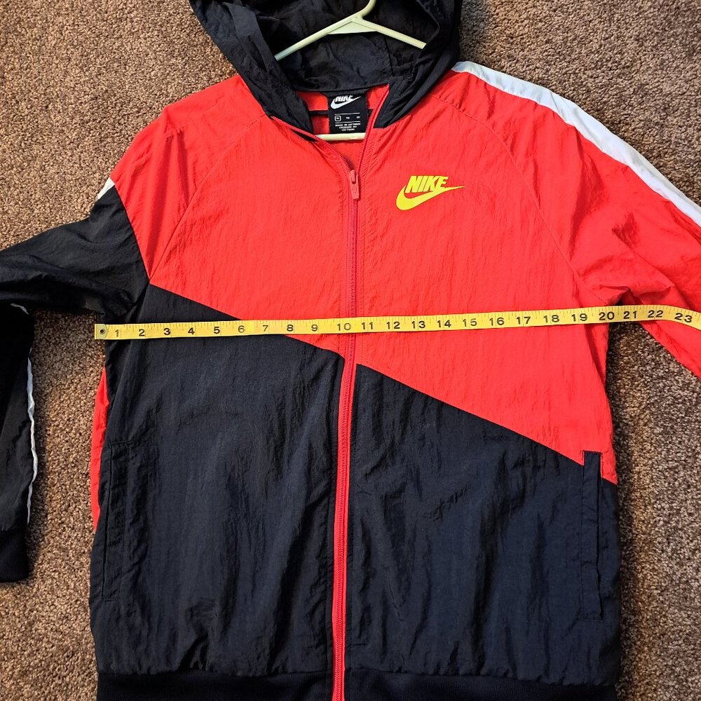 Nike Core Amplify Windrunner Windbreaker in red,white,&black W/ neon yellow logo - Picture 6 of 10